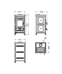 Stufa a legna thermorossi "ilaria" in maiolica bordeaux 10,8 kw